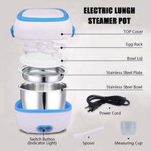 Electric Lunch Box Portable Food Warmer Food Heating Lunch Box Removable Food-Grade Stainless Steel Compartments, 220V 200W, for Car, Truck, office