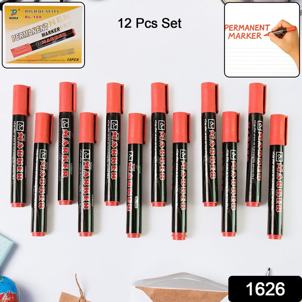 Red Permanent Marker Pen Set