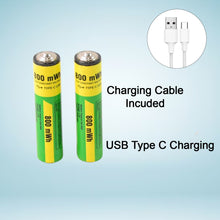 AAA Rechargeable 800 mWh Batteries With Recharging Cable (2 Pc Set)